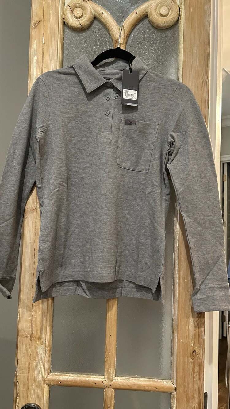 FIGS Long Sleeve Polo Shirt Gray Size XS New with Tags